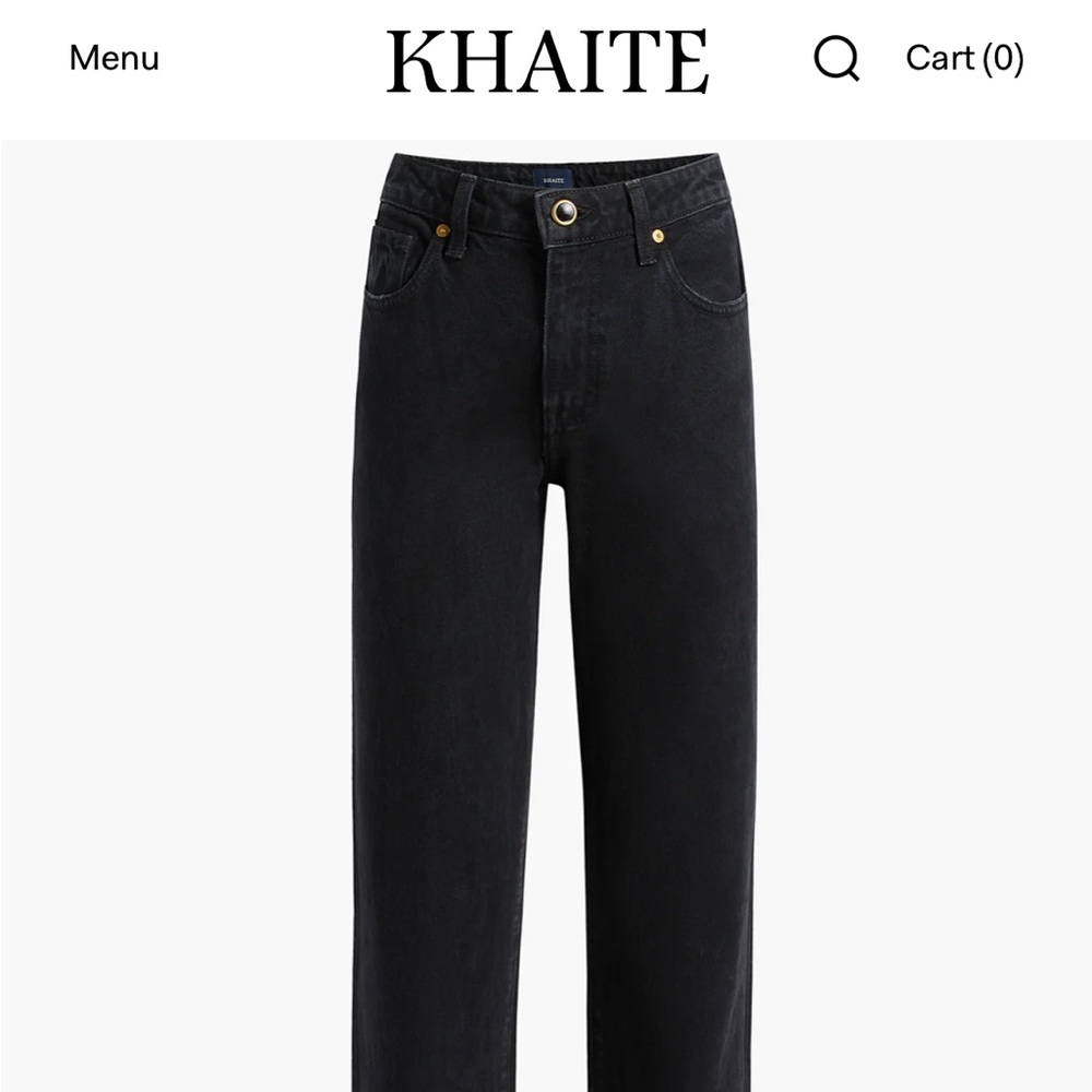 KHAITE Danielle Straight Black Jeans in Prescott Wash